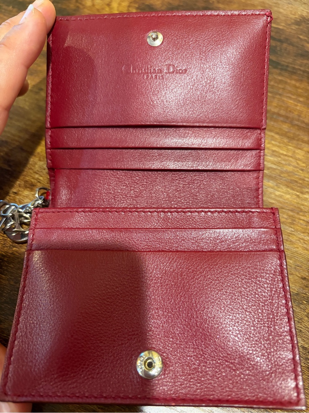 Mini Lady Dior Gardenia Wallet 🍒 Red Patent Cannage Calfskin - Picture 13 of 17